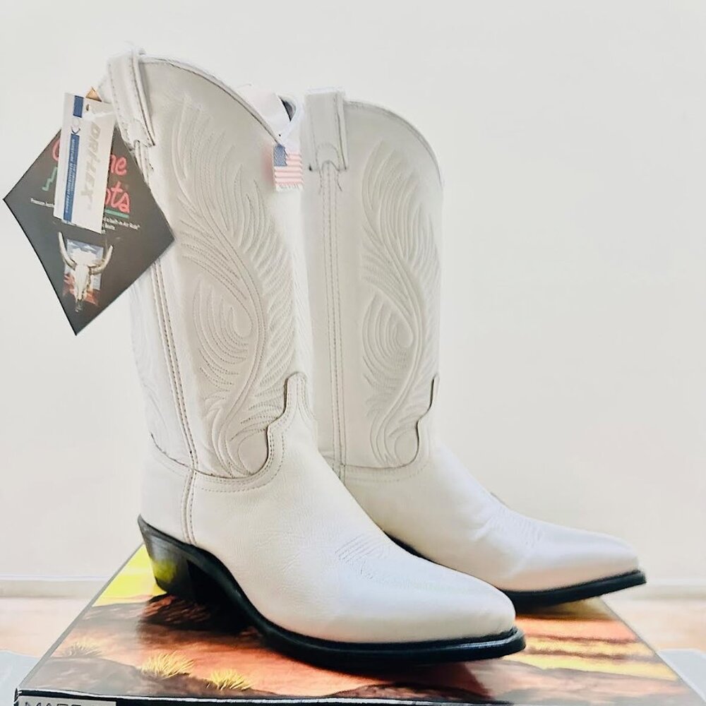 Women's White Abilene Cowboy Boots 8.5